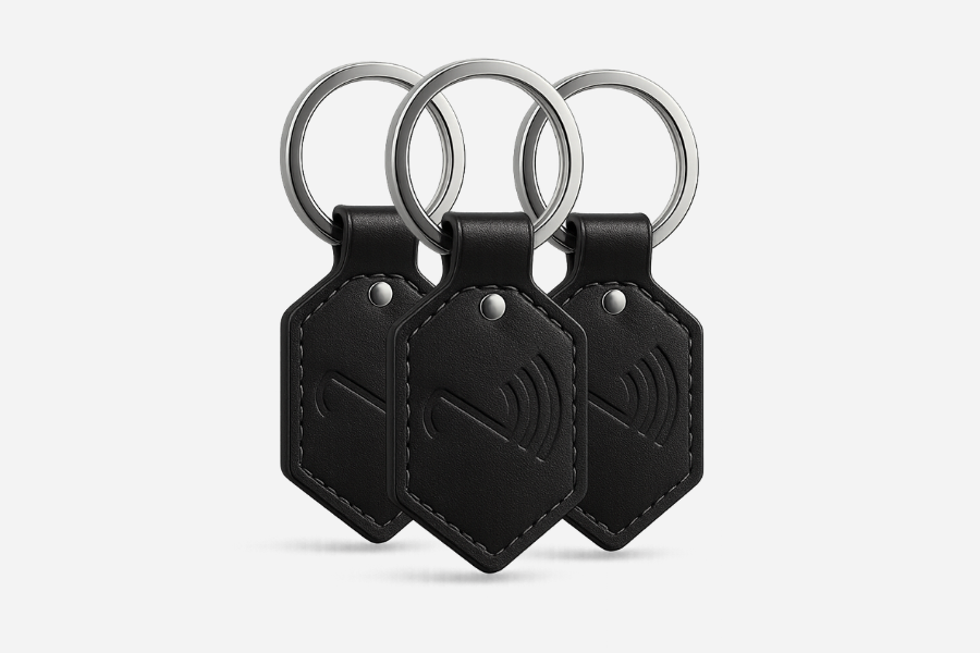 NFC Schlüsselanhänger Leder Schwarz NTAG215 (3 Stück)